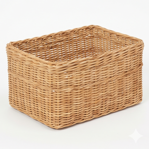 Natural Handwoven <b>Rectangular</b> Seagrass <b>Storage</b> <b>Basket</b>, Wicker Organizer Bin for Shelves Closet and Home Organization - Product Image 1
