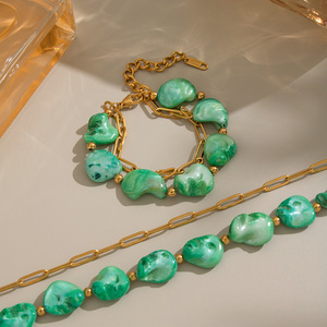 Collar de Piedras Irregulares Verdes Vintage para Mujer, Regalo de Joyería para Fiestas de Verano, Cuentas para Pulsera, Moda con Cuentas - Product Image 2
