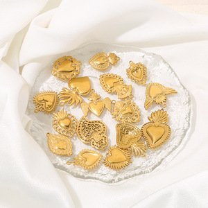 Ciondolo a cuore placcato in oro acciaio inossidabile per collana braccialetto fai da te accessori gioielli fatti a mano - Product Image 2