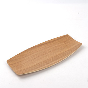 Plateau de service rectangulaire en bois massif, long et concave, pour le thé, le café, les repas d'hôtel, l'usage domestique - Product Image 2