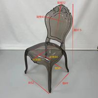 Chaise empilable Louis en acrylique transparent PC, design moderne, salle à manger, salon, hôtel, banquet, fête en plein air, plastique