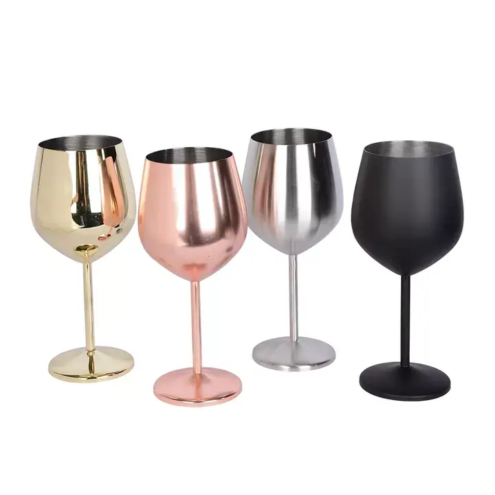 KLP Factory Custom201/304 stainless steel Globet Stem Wine Goblets Metal stainless steel Wine Glass