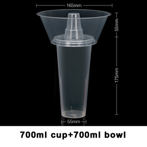 Gobelets à collation bon marché Tasses à boisson et collation en plastique réutilisables avec pailles Gobelet de stade avec bol supérieur pour frites et coca - Product Image 5
