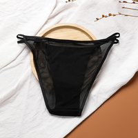 Populaire Trendy Zwarte Lingerie Slips Hollow Out See Through Sexy Kant Transparante Panty Dames Slipje Vrouwen Ondergoed