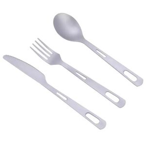 Juego de Cubiertos Portátil de Titanio y Acero Inoxidable, Plateado Mate, Moderno, Reutilizable, con Estuche, Cuchillo y Tenedor, Precio de Fábrica - Product Image 1