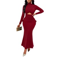 Automne nouveau col rond tempérament décontracté élégant en gros robe grande taille longue robe pour les femmes
