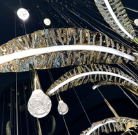 Décoration intérieure grand lustre d'hôtel lustre en cristal brillant lustres à haut plafond lampes suspendues à feuilles