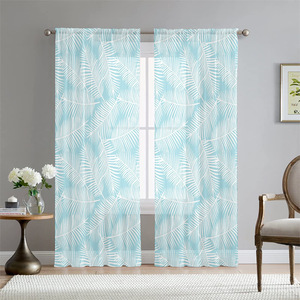 Rideaux prêts <span class=keywords><strong>à</strong></span> poser en tissu transparent <span class=keywords><strong>à</strong></span> motifs de feuilles tropicales personnalisés, multi-designs, textiles de maison - Product Image 2