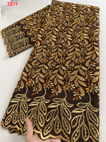 3819 Tissu Dentelle Suisse de 5 Yards, Lourd Perlé, Broderie Lafaya, Tissus Coton Africains, Dentelle Voile Suisse, Style Populaire de Dubaï