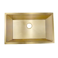 Ensemble d'éviers de cuisine à cuvette unique de calibre 16 en acier inoxydable de style encastré doré de 27x17 pouces