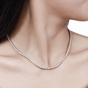 Collier ras du cou en argent sterling 925 plaqué rhodium, chaîne tennis sertie de moissanite taille brillant 0,6 ct 2,5 mm, chaînes glacées - Product Image 4