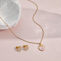 Ensemble de bijoux pour bébé fille, accessoires en acier inoxydable, fleur, nœud papillon, cœur, collier, boucles d'oreilles, pour cadeau