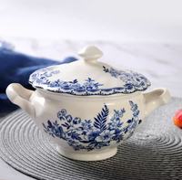 Service à thé et café Yanjun Jiangxi en porcelaine fine, motif floral bleu et blanc, théière, tasses, soucoupes, crèmeuse, sucrier, décoration d'intérieur, cadeau