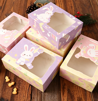 Boîte cadeau en papier bleu clair à imprimé étoiles blanches avec fenêtre transparente en PVC, pliable, pour pâtisserie, biscuits, cupcakes, jouets, emballage cadeau
