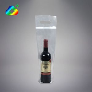 New Customization 50PCS Per Pack Self-adhesive Wine Bottle Plastic Bags With Carrier Handle