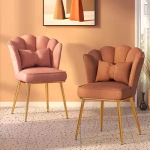 Sillón de terciopelo con respaldo alto para sala de estar, silla moderna de color rosa, gris, dorado, con imagen verde, para ocio