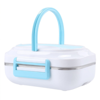 Boîte à lunch en acier inoxydable à chauffage électrique 60W avec 3 séparateurs 1.0L chauffe-aliments couvercle en plastique à usage de bureau