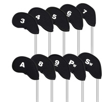 Ensemble de housses de tête de club de golf avec logo personnalisé - 10 pièces, housses de tête de fer durables avec étiquettes numérotées, polyester noir et éponge
