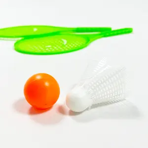 Raket Set anak-anak, mainan Badminton bola raket plastik kebugaran dalam ruangan luar ruangan