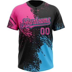 เสื้อซอฟต์บอลสำหรับผู้ชาย/ผู้หญิงออกแบบลายแปรงระบายอากาศได้ดีมีกระดุมสองเม็ดออกแบบเฉพาะบุคคลพร้อมหมายเลขชื่อเย็บ - Product Image 1