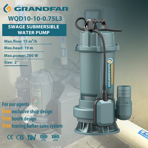Pompe submersible pour eaux usées et drainage Grandfar WQD 750W 1HP en fonte avec flotteur WQD10-10-0.75L3 en fonte C - Product Image 1