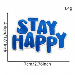 Parches Bordados Termoadhesivos con Tema de Palabras Positivas en Color Azul, Logotipo Personalizado, Venta de Fábrica - Product Image 5