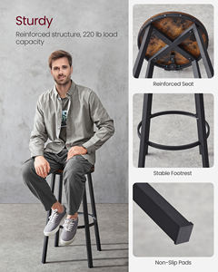 <span class=keywords><strong>VASAGLE</strong></span>-<span class=keywords><strong>Taburetes</strong></span> de Bar de asiento alto, juego Industrial de 2 sillas con respaldo de 73 cm, fácil montaje - Product Image 3