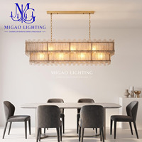 Lustre rectangulaire double couche en verre dépoli de style médiéval français, luxe léger pour villa, cuisine, îlot de salle à manger, décoration intérieure