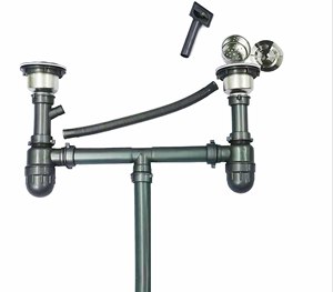Bồn rửa nhà bếp bát đôi ống P bẫy lưu vực chất thải bẫy chai bẫy cho bồn rửa chén 1 1/2 "(40) vuông tràn chất thải - Product Image 1