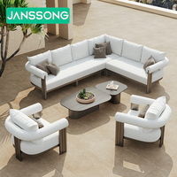 Ensemble de canapés de luxe modernes en aluminium en forme de L, mobilier de jardin, mobilier de piscine en métal, canapés d'extérieur