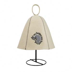 Sauna en laine sur mesure beige avec logo brodé sur mesure Chapeau de sauna en laine - Product Image 3