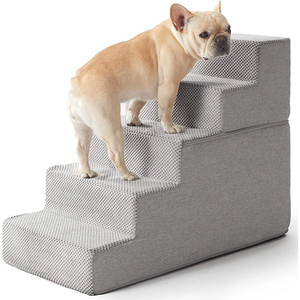 SUREWALHOME Plush Cover <strong>Pet</strong> Stair for Sofa Easy Install <strong>Pet</strong> Stairs for Dog and Cat Steps with Washable and Zippered for <strong>Bed</strong> - Product Image 4