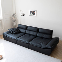 Modernes schwarzes modulares Leder Home Lounge Sofa Super breites Sitzen Deep Couch Großhandel Wohnzimmer möbel Kombination sset