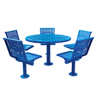 Table de pique-nique commerciale d'extérieur en acier avec chaise à l'extérieur Restaurant Jardin Patio Table à manger externe en métal et ensemble de chaises