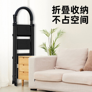 บันไดพับสีดำ 4 ขั้น แบบ A-Frame รับน้ำหนักได้มาก ผลิตจากเหล็กกล้าคาร์บอน น้ำหนักเบา พร้อมตะขอเกี่ยวเครื่องมือ สำหรับใช้ในบ้าน - Product Image 4