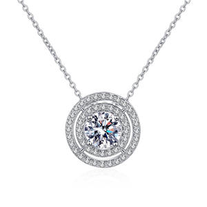Bijoux fantaisie en argent sterling 925 Moissanite collier pendentif coeur creux collier de mariée - Product Image 1