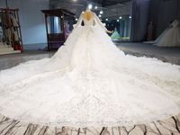 Robe de mariée de luxe sur mesure 2026, grande taille, manches longues, dos nu, traîne de 200 cm, robe de mariée de haute qualité