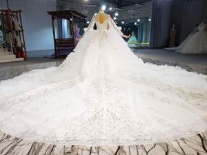 Abito da sposa personalizzato di lusso 2025 Plus <span class=keywords><strong>Size</strong></span> manica lunga senza schiena abito da sposa 200cm strascico abito da sposa di alta qualità - Product Image 3