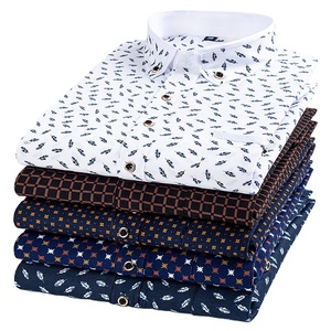 Nuova Camicia JKM da <span class=keywords><strong>Uomo</strong></span> Primavera-Autunno 2026, Camicia Casual Sottile Stampata con Fodera, Slim Fit a Maniche Lunghe per Giovani - Product Image 1