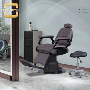 Silla de peluquero eléctrica multiusos reposacabezas de silla de peluquero de estilo hidráulico reclinable para silla de peluquero marrón paquete dorado - Product Image 5