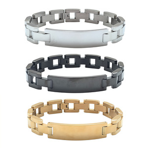 Pulsera <span class=keywords><strong>de</strong></span> Acero Inoxidable Directo <span class=keywords><strong>de</strong></span> Fábrica con Barra Curva, Estilo Coreano Japonés, Grabado Láser, Dijes <span class=keywords><strong>de</strong></span> Joyería - Product Image 3