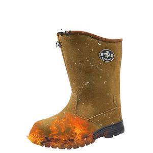 Botas de Nieve de Lana para Hombre Mengxue, Botas de Invierno de Tacón Medio, Antideslizantes y Antipinchazos, de Color Sólido para Adultos - Product Image 2