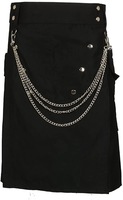 Jupe pour homme en vente flash, jupe plissée à chaîne pour homme, noire, grande taille, style écossais festif punk, kilt traditionnel pour les fêtes, costume masculin