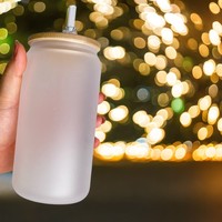 Lot de 50 verres à bière en forme de canette givrés transparents de 16 oz, gobelets, bouteilles d'eau, tasses à café vierges pour sublimation – Expédition rapide depuis l'entrepôt américain