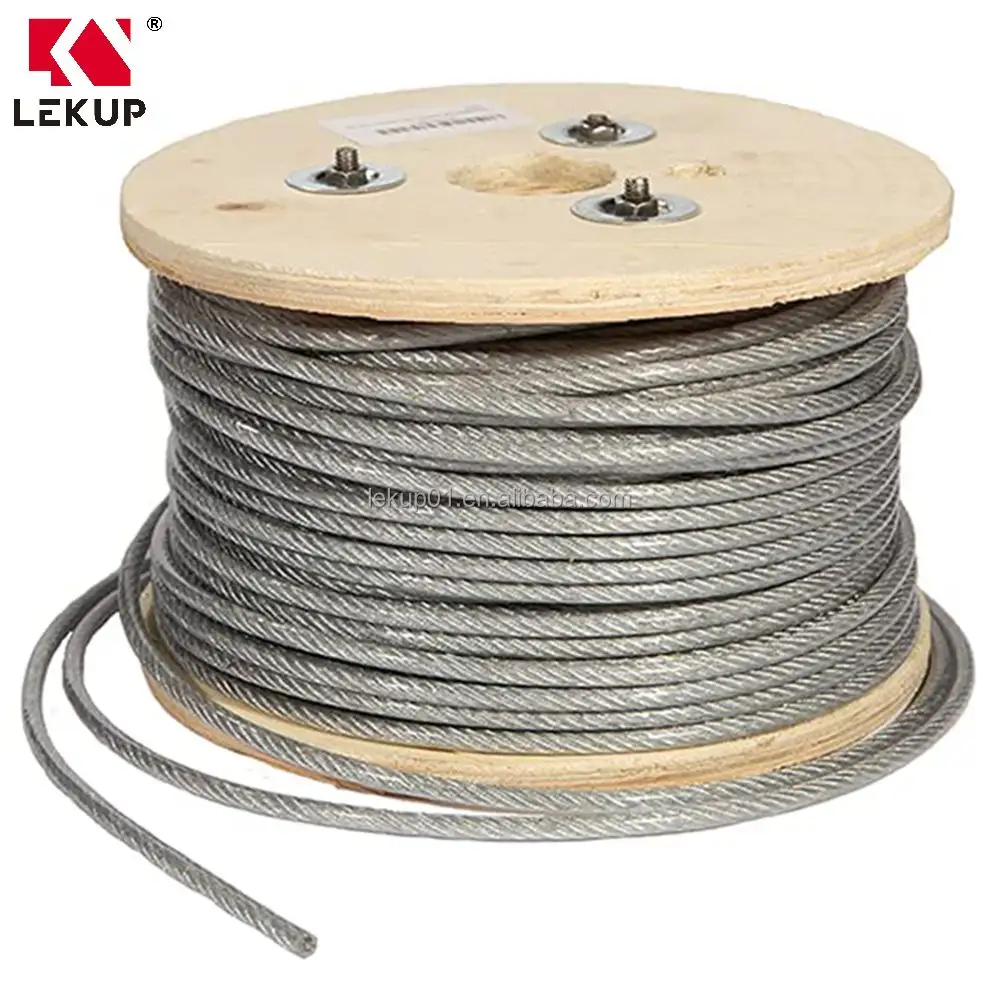 Precio de fábrica Cuerdas Alambre Vinilo/Cable de acero recubierto de PVC Cuerda 5/32 pulgadas a 7/16 pulgadas Cuerda de alambre 7x7 / 7x19 Venta al por mayor directa de China