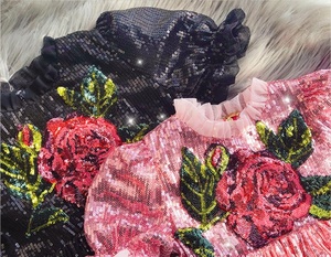 Abbigliamento per bambini Sparkle Rosa Fiori Puff Maniche in Paillettes Abito <span class=keywords><strong>Del</strong></span> Partito <span class=keywords><strong>del</strong></span> Vestito per I Bambini - Product Image 3