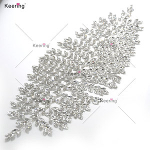 WDP-098 keering 3D ใหม่ใบไม้สีชมพูประกายเพชรพลอยเทียมดอกไม้แพทช์สำหรับงานแต่งงานชุดเพื่อนเจ้าสาว - Product Image 6