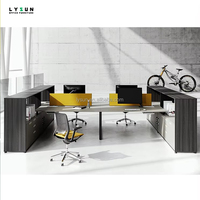 Lysun Pabrik Langsung Desain Modern Tahan Lama Ramah Lingkungan Meja Kerja Modular Kayu Konvertibel untuk 4 Orang Kantor Komputer