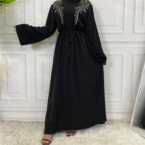 6510# EID Abaya Dubai Turkey Solid Color Simple Modest Islamic Clothing Muslim Women Dress - Product Image 2