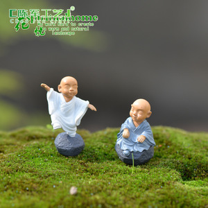 Decoración de micropaisaje Weij, pequeño <span class=keywords><strong>monje</strong></span> de dibujos animados, musgo, suculenta, proceso de ensamblaje DIY - Product Image 4